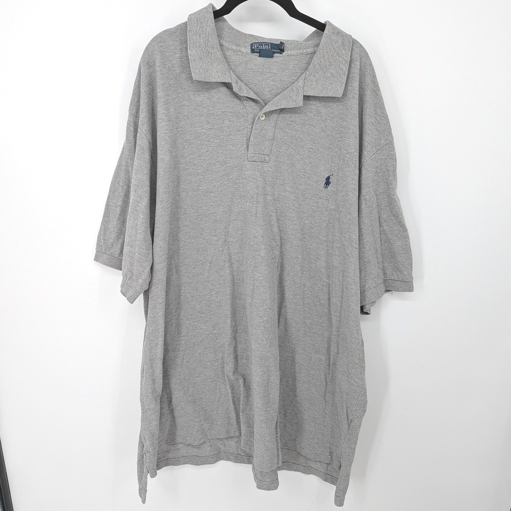Polo Ralph Lauren Polo Shirt Men 3XLT Gray Short Sleeve Pique Cotton Tall Preppy